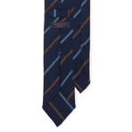 Striped Cashmere Tie // Light Blue + Brown + Dark Navy