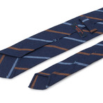 Striped Cashmere Tie // Light Blue + Brown + Dark Navy