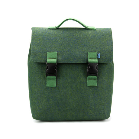 Carter Backpack // Felt + Leather (Midnight Green + Navy Blue)