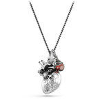Anatomical Heart + Garnet Necklace (Bronze // 20" Gunmetal Chain)