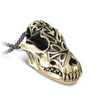 Ornate Wolf Skull Necklace (Bronze // 20" Gunmetal Chain)