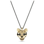 Teddy Bear Skull Necklace (Bronze // 20" Gunmetal Chain)