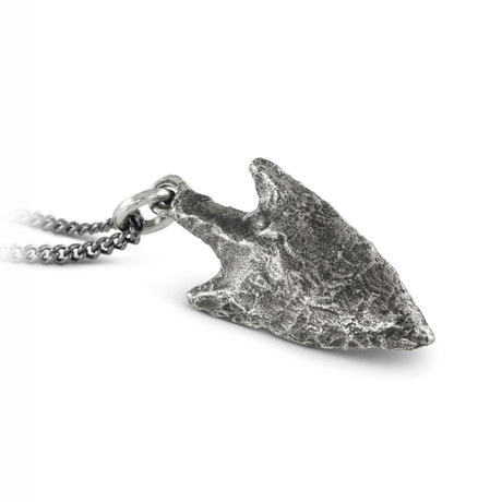 Small Arrowhead Necklace (White Bronze // 20" Gunmetal Chain)
