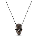 Black Human Skull Necklace // Bronze (20" Gunmetal Chain)