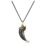 Black Wolf Claw Necklace (Bronze // 20" Gunmetal Chain)