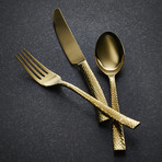 Paris Hammered Titanium Cutlery // Gold (5 Piece Set)