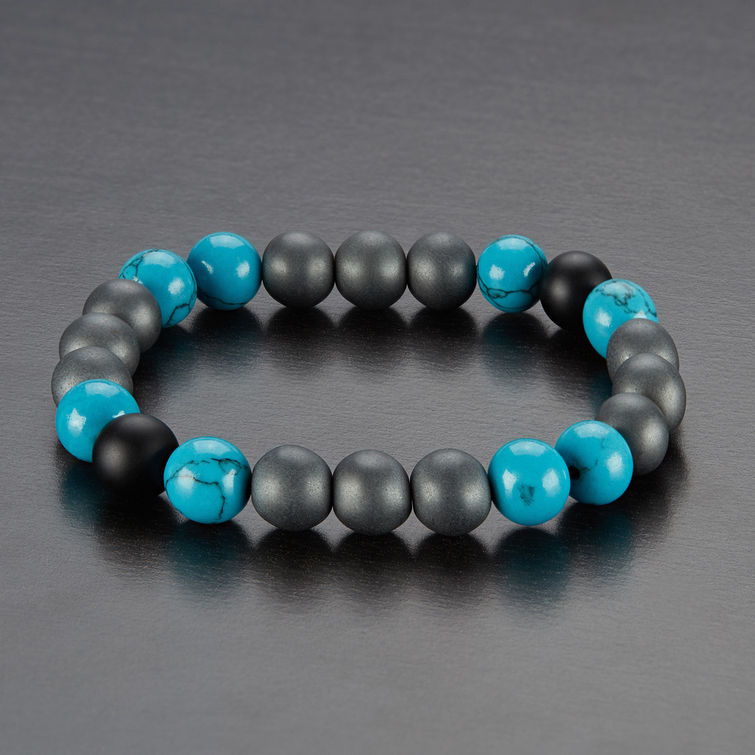 Turquoise + Onyx + Hematite Matte Bead Stretch Bracelet West Coast Jewelry Touch of Modern