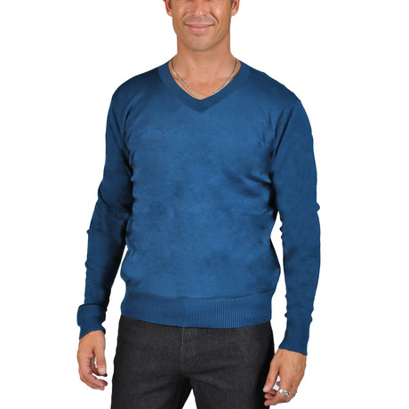 V-Neck Sweater // Blue (XS)