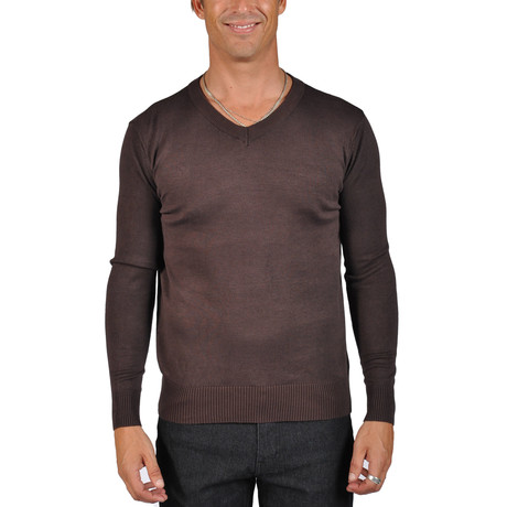 V-Neck Sweater // Brown (XS)