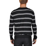 V-Neck Stripe Sweater // Black + White (L)