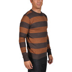 Crew Neck Stripe Sweater // Brown + Khaki (XS)