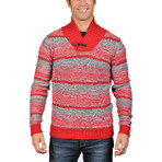 Stripe Shawl Collar Sweater // Red (XS)