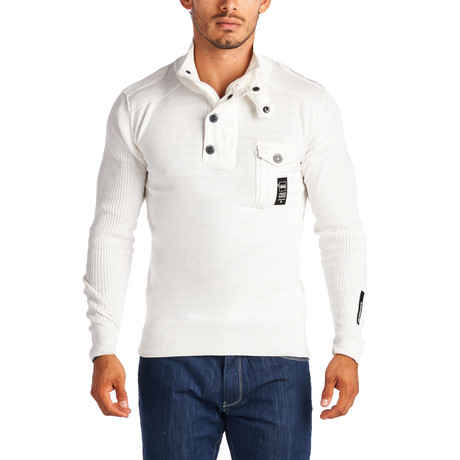 Fitted Longsleeve Polo // White (XS)