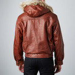 Pebble Lamb Bomber With Fur-Trim Hood // Ranch (S)