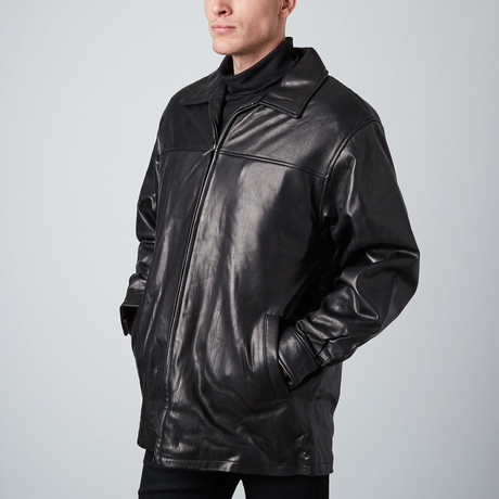 Lambskin Zip-Front Coat // Black (XS)