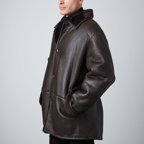 Shearling Sheepskin Carcoat // Brown (S)