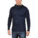 Sweater With Fur Collar // Navy (XS)