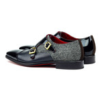 Patterned Double Monk Strap Shoe // Black (US: 10)