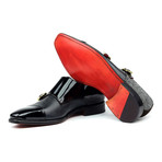 Patterned Double Monk Strap Shoe // Black (US: 9.5)