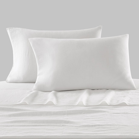 Lino Bedding // Pillowcases // Set of 2 // White (Standard)
