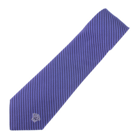 Satin Rail Stripe Silk Tie // Blue