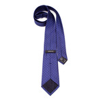 Satin Grid Pattern Silk Tie // Dark Blue