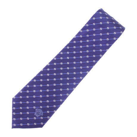 Maze Cube Stripe Pattern Silk Tie // Dark Blue