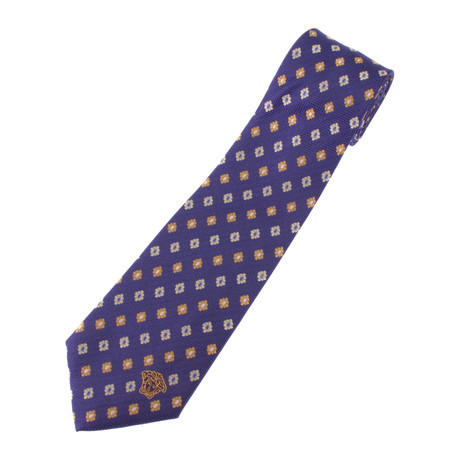 Linear Diamond Pattern Silk Tie // Blue