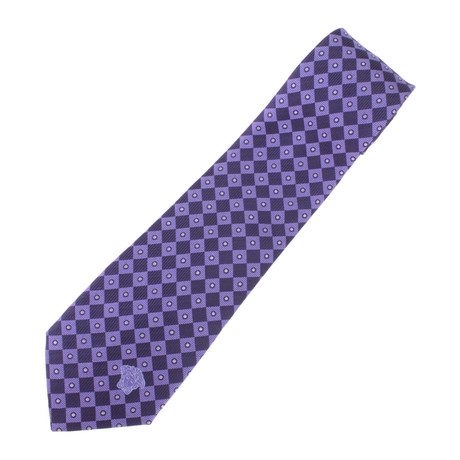 Dotted Check Silk Tie // Navy Blue + Light Blue