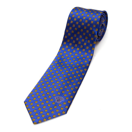 Geo Square Ribbed Silk Tie // Blue + Yellow