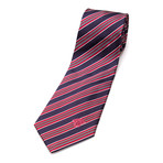 Diagonal Multi-Stripe Silk Tie // Navy + Red