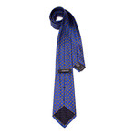 Geo Square Ribbed Silk Tie // Blue + Yellow