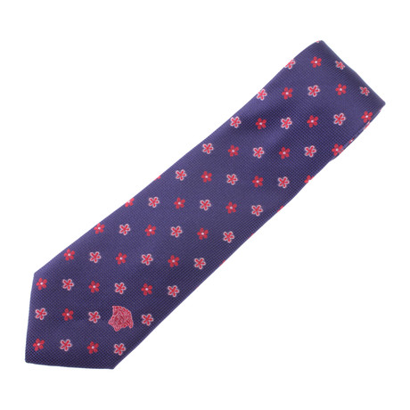 Floral Print Silk Tie // Navy Blue