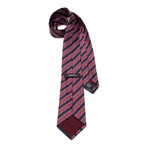 Diagonal Multi-Stripe Silk Tie // Navy + Red