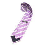 Textured Weave Stripe Silk Tie // Lavender + White