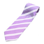 Textured Weave Stripe Silk Tie // Lavender + White