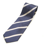 Ribbed Diagonal Stripe Silk Tie // Navy + Silver