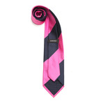Wide Diagonal Stripe Silk Tie // Pink + Blue