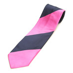 Wide Diagonal Stripe Silk Tie // Pink + Blue