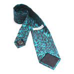 Leopard Pattern Silk Tie // Turquoise + Black