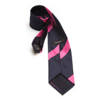 Grosgrain Wide Stripe Silk Tie // Pink + Dark Blue