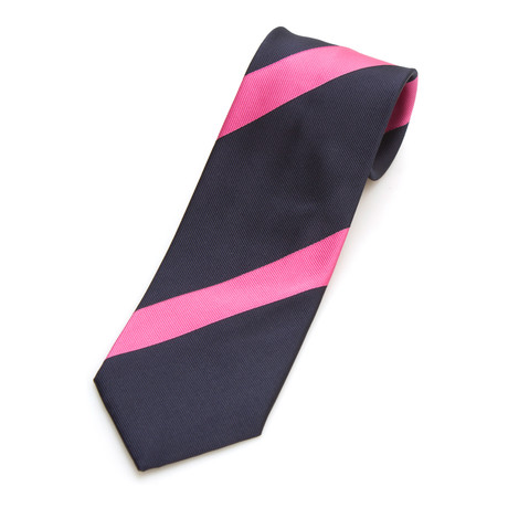 Grosgrain Wide Stripe Silk Tie // Pink + Dark Blue