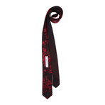 Floral Jacquard Pattern Silk Tie // Red + Black