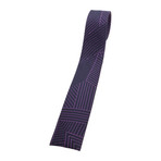 Geo Lines Straight Bottom Silk Tie // Blue + Purple