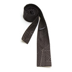 Geo Lines Straight Bottom Silk Tie // Black + White