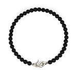 Snake Clasp Bracelet // Sterling Silver + Onyx Beads (XSmall)