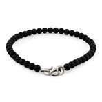Snake Clasp Bracelet // Sterling Silver + Onyx Beads (XSmall)