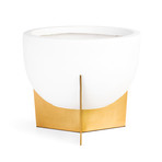 Oscar Rounded Planter // Matte White + Burnished Brass