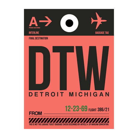 DTW Detroit Luggage Tag