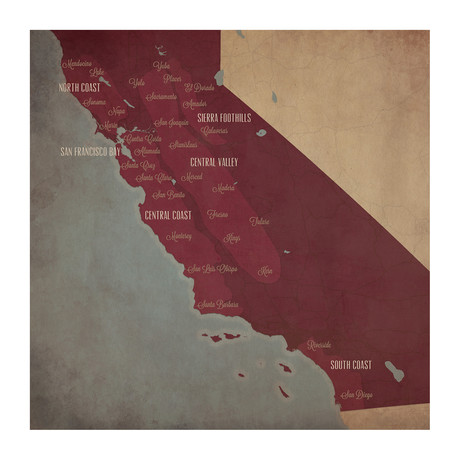 California Wine Regions (Unframed)